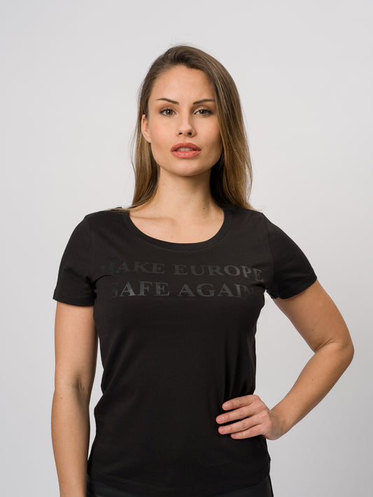 Make Europe Safe Again, black on black, ladies t-shirt