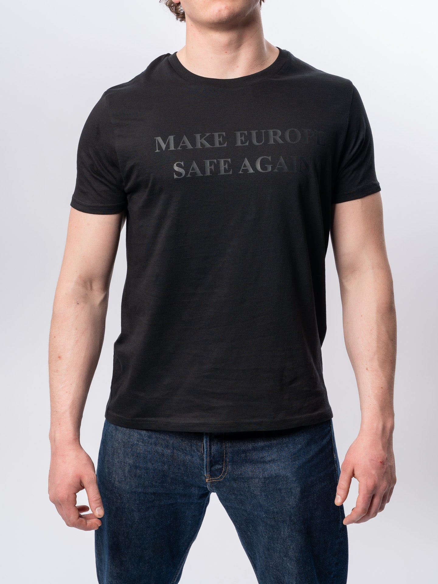 Make Europe Safe Again, black on black, t-shirt