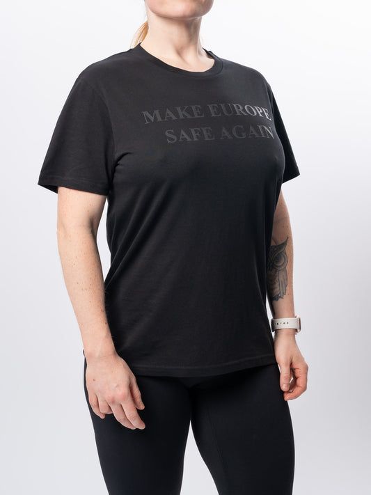 Make Europe Safe Again, black on black, t-shirt